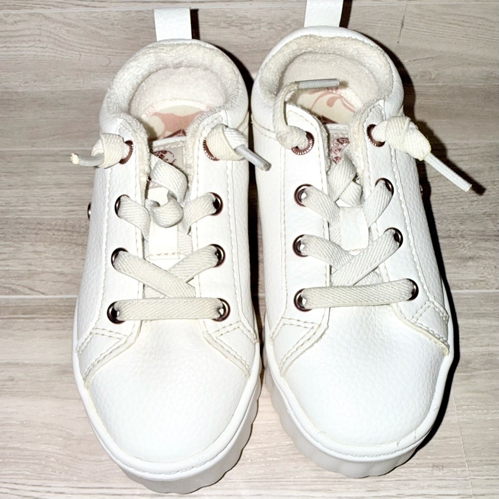 Roxy White Surf Sheilah Platform Sneakers | Youth Girls Size 11 | Lace-Up Shoes